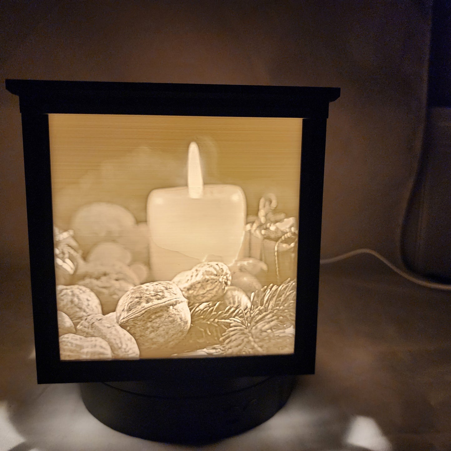 3D Lithophane Christmas Candle Light Cube with 5 pictures