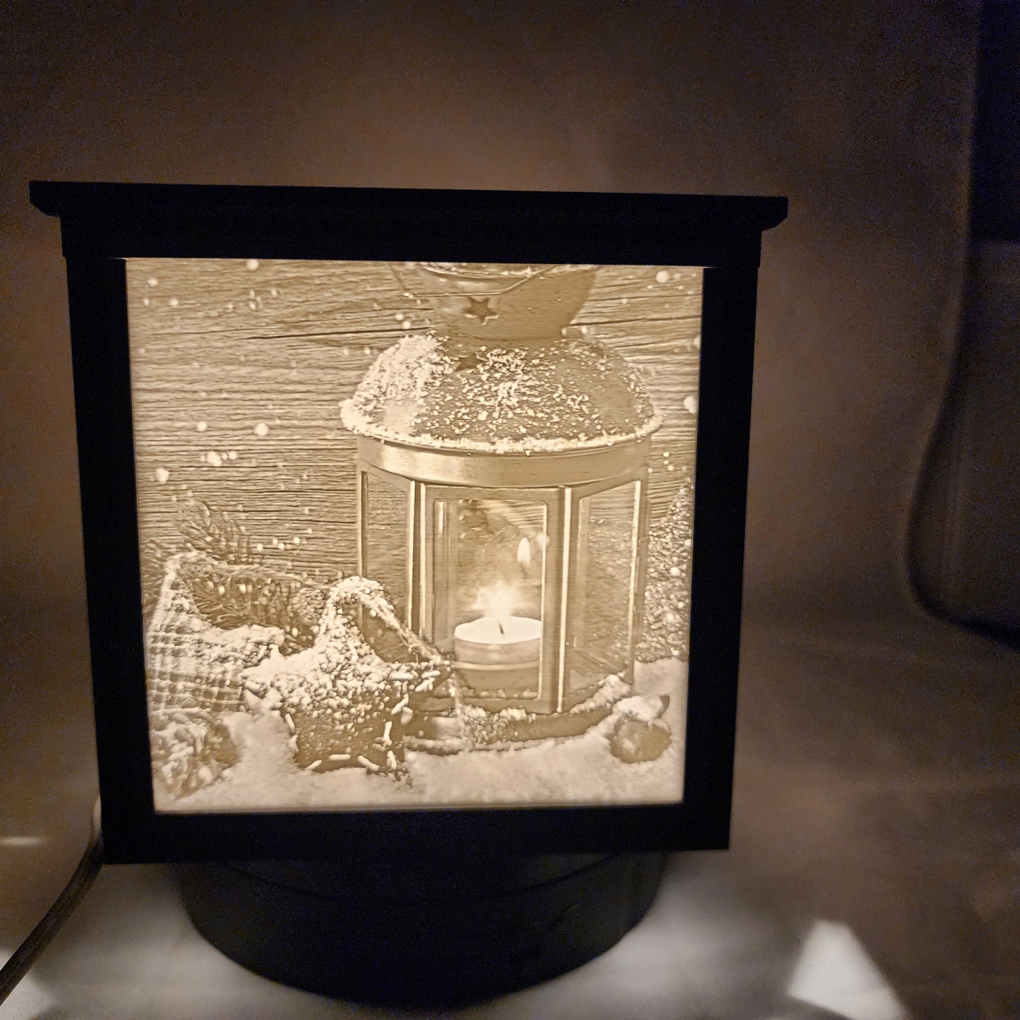 3D Lithophane Christmas Candle Light Cube with 5 pictures