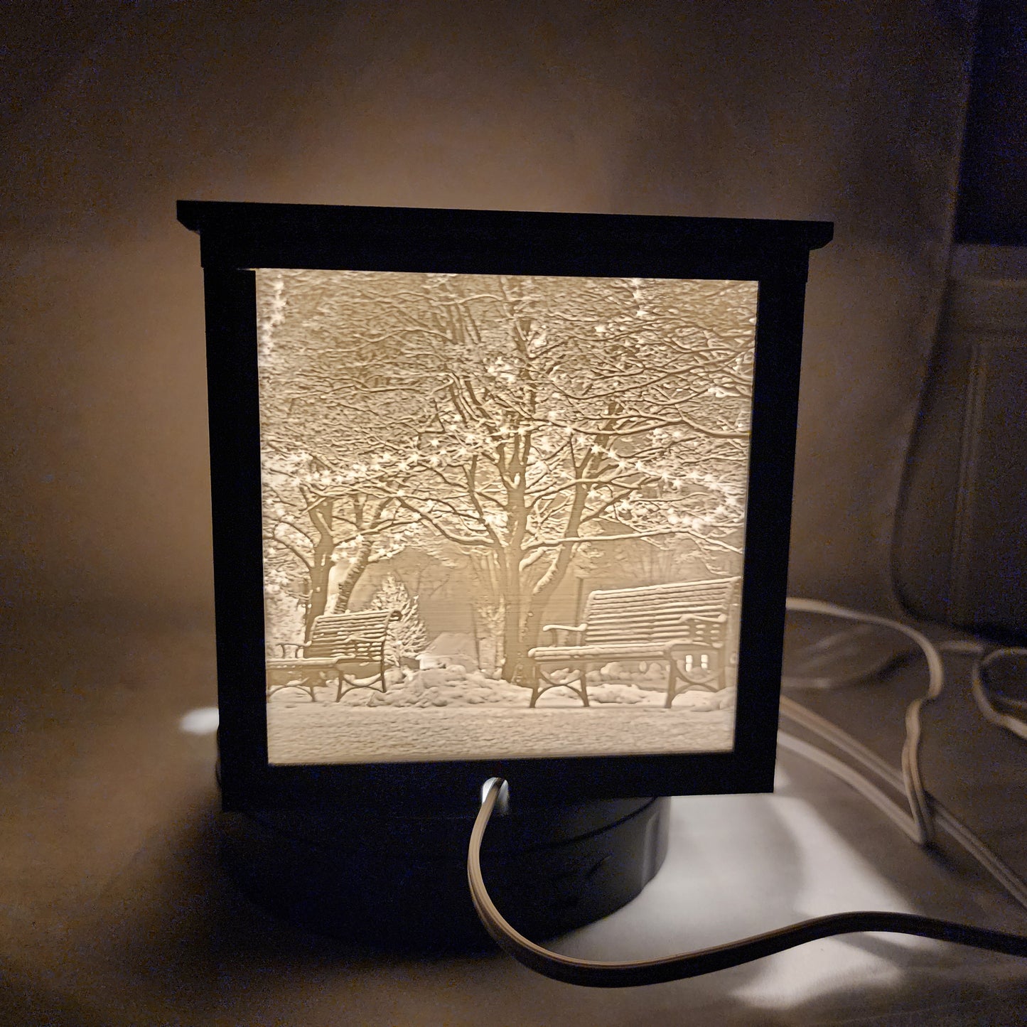 3D Lithophane Christmas Tree Light Cube with 5 pictures