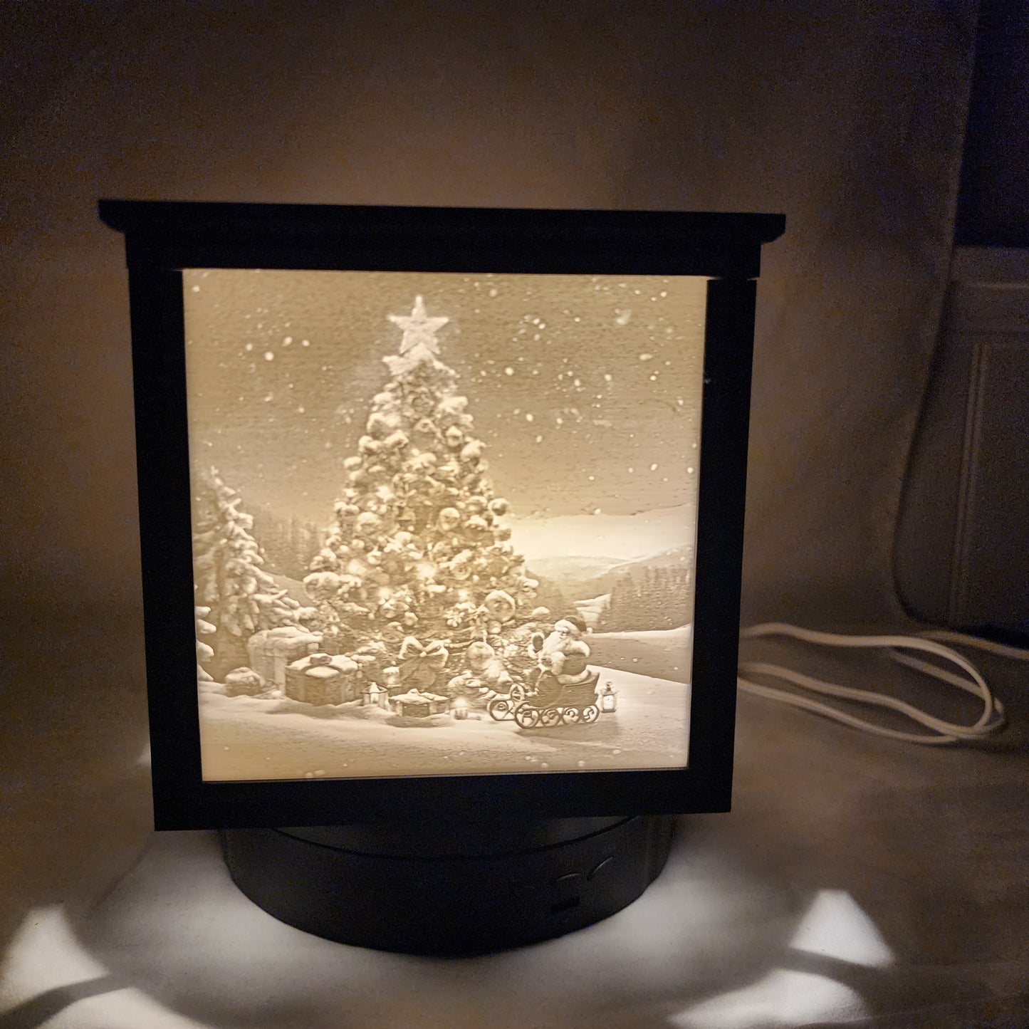 3D Lithophane Christmas Tree Light Cube with 5 pictures