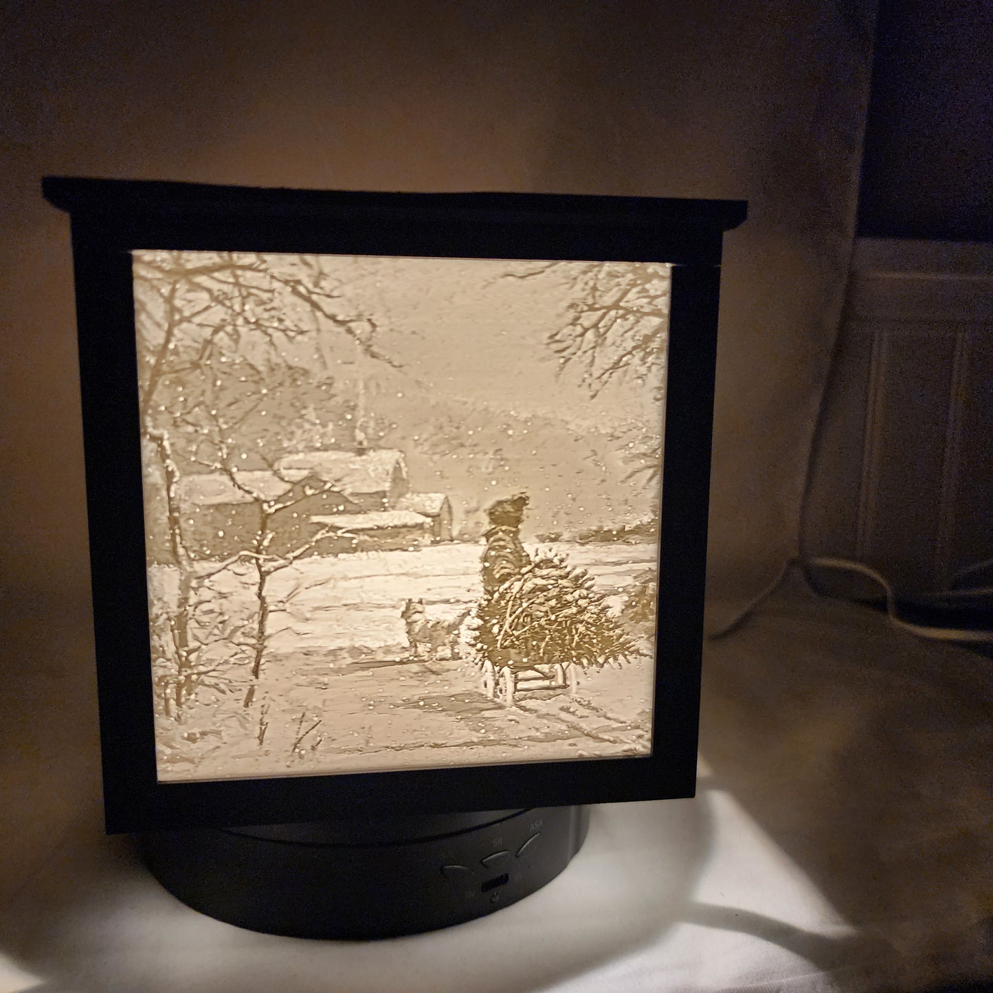 3D Lithophane Christmas Homes Light Cube with 5 pictures