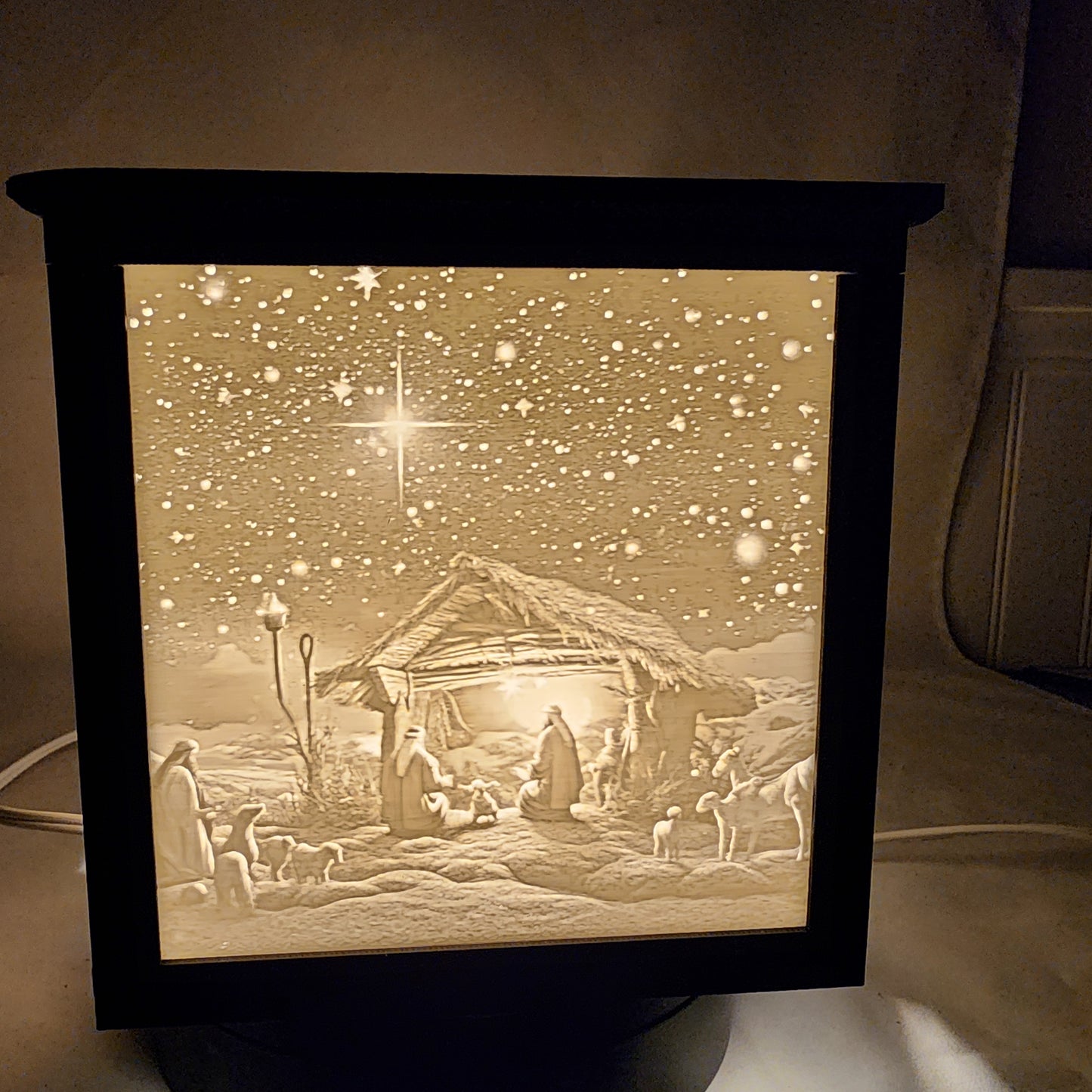 3D Lithophane Christmas Nativity Light Cube with 5 pictures