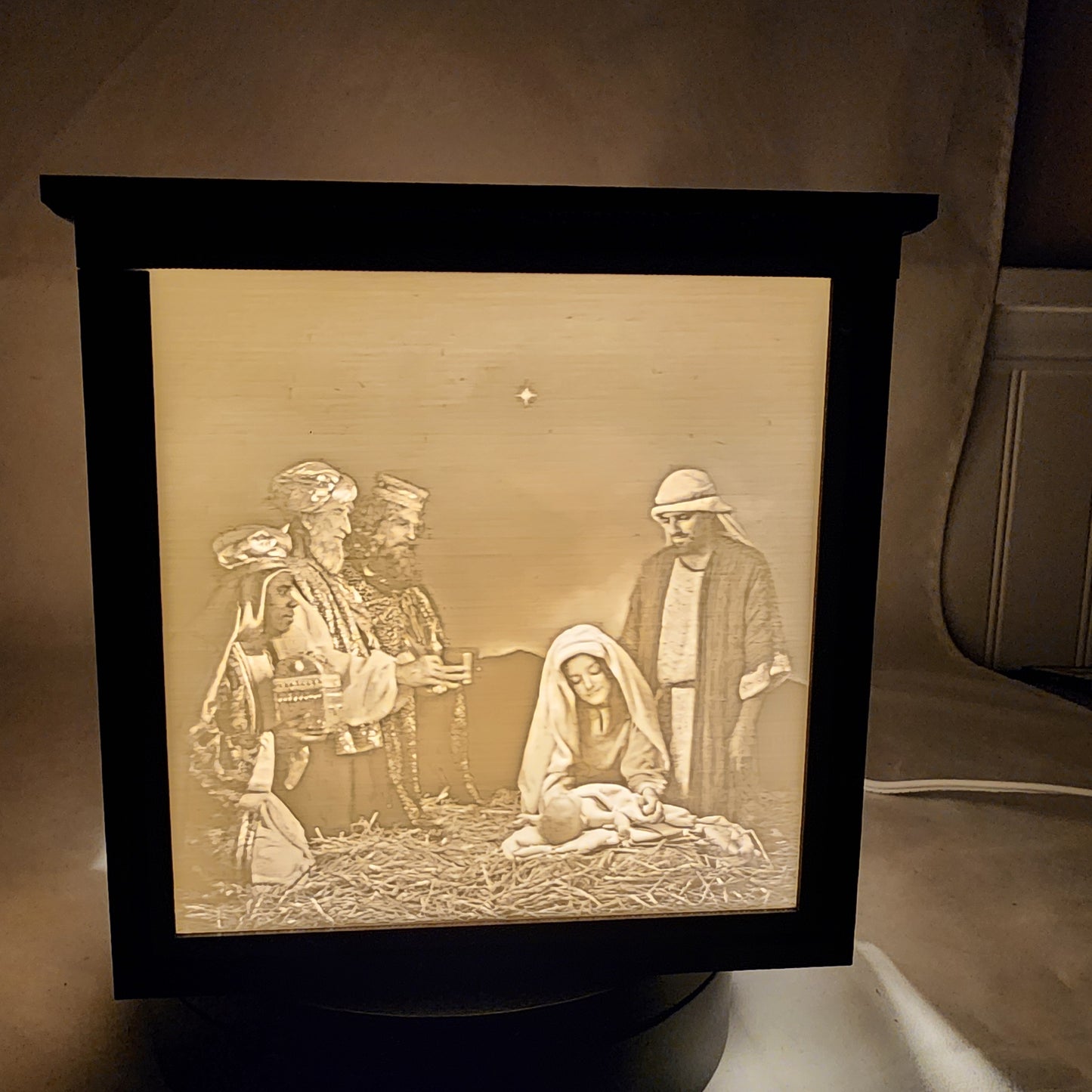 3D Lithophane Christmas Nativity Light Cube with 5 pictures