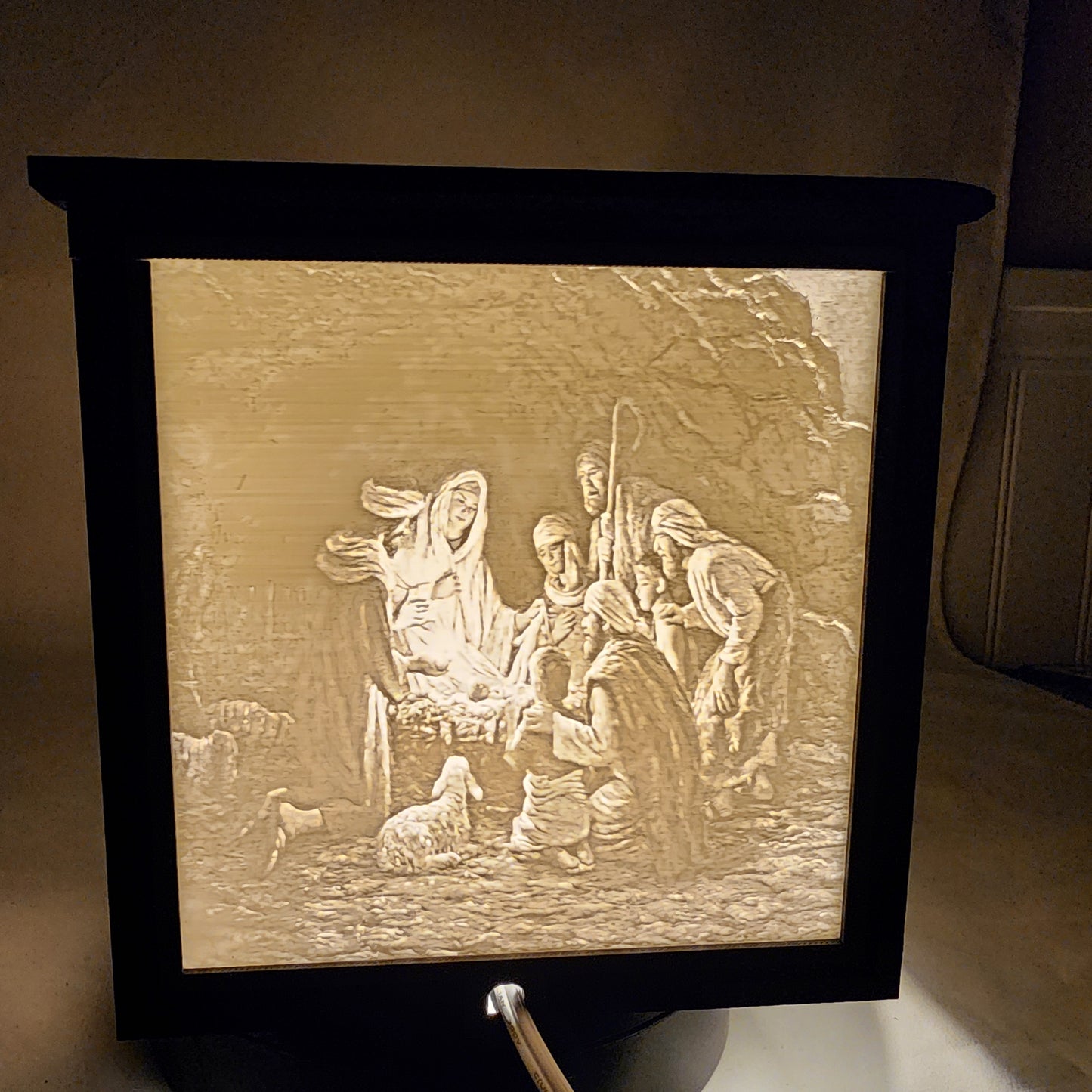 3D Lithophane Christmas Nativity Light Cube with 5 pictures