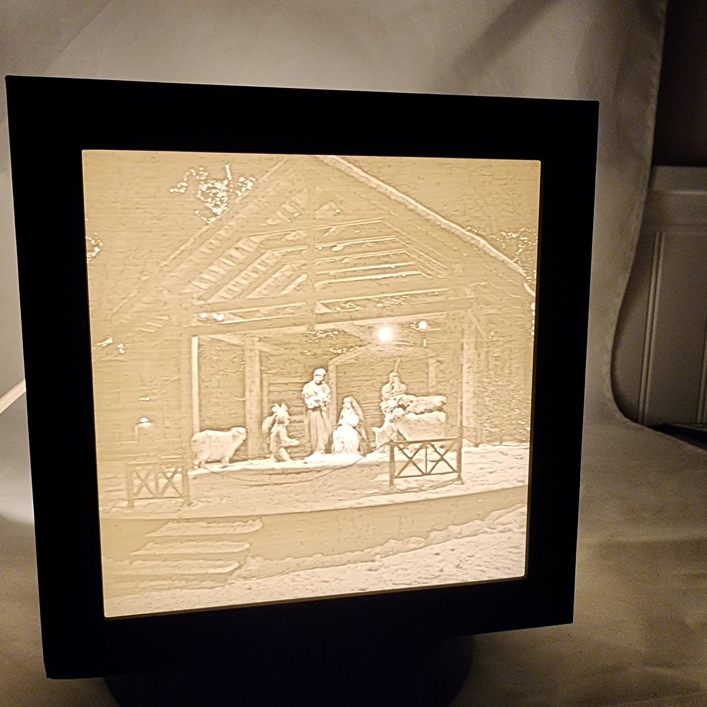 3D Lithophane Christmas Nativity Light Cube with 5 pictures