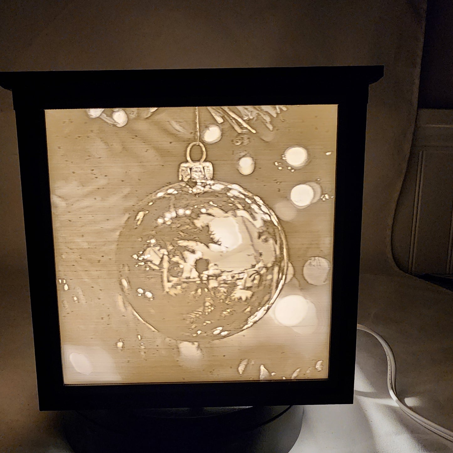 3D Lithophane Christmas Ornament Light Cube with 5 pictures