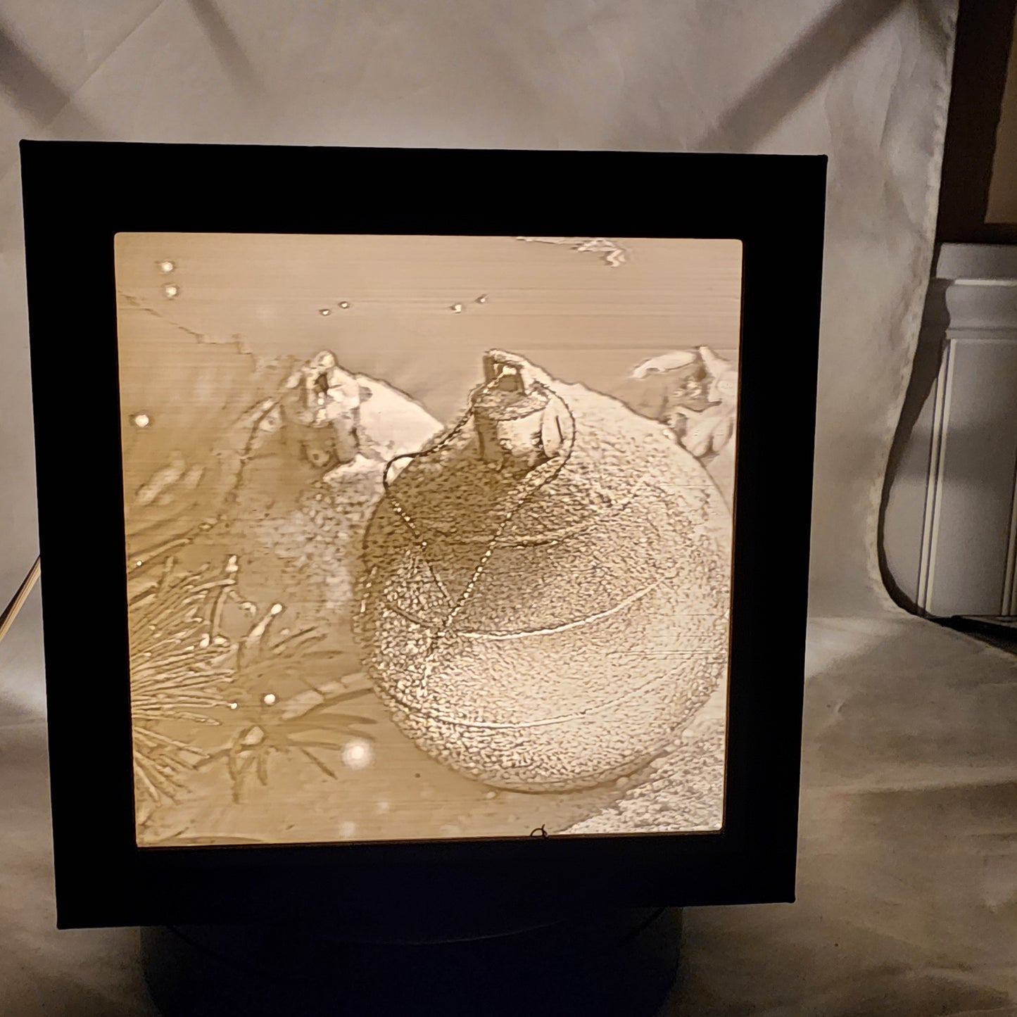 3D Lithophane Christmas Ornament Light Cube with 5 pictures