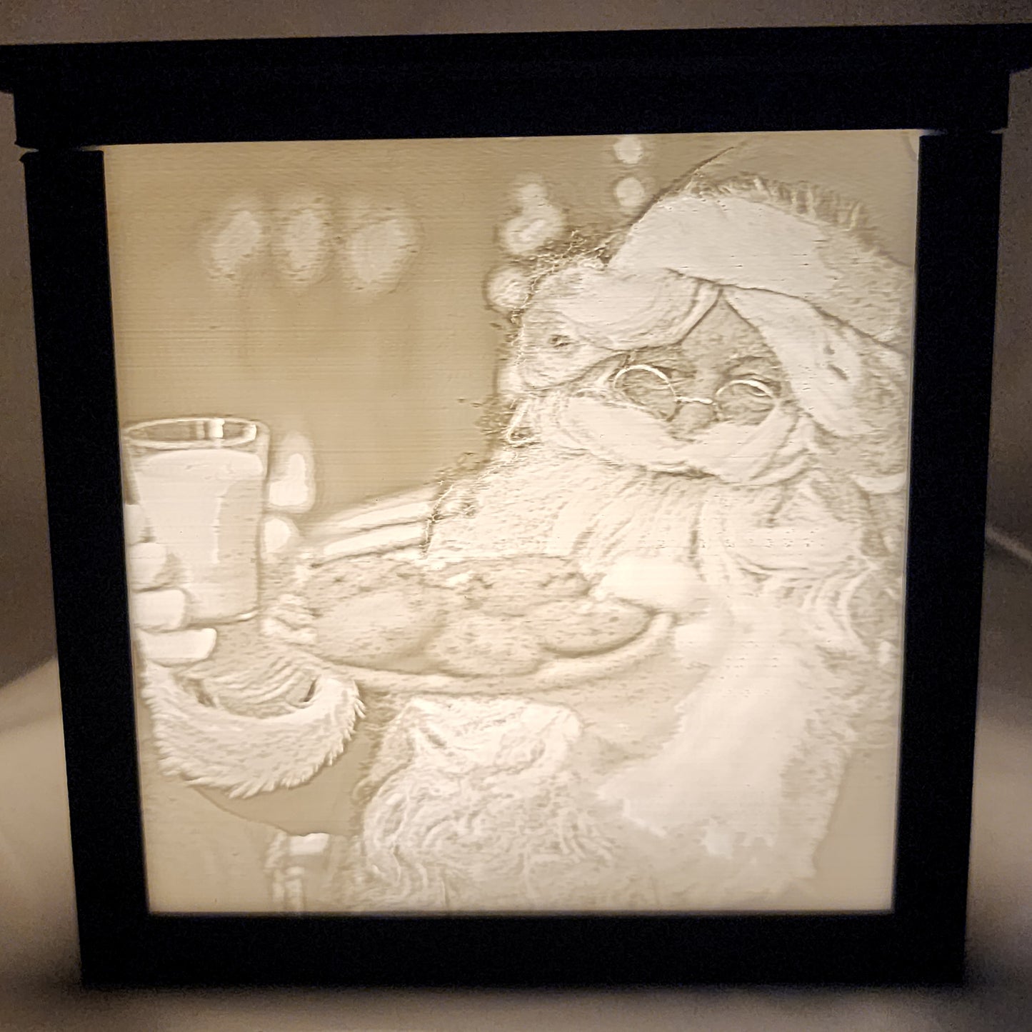 3D Lithophane Christmas Santa Light Cube with 5 pictures