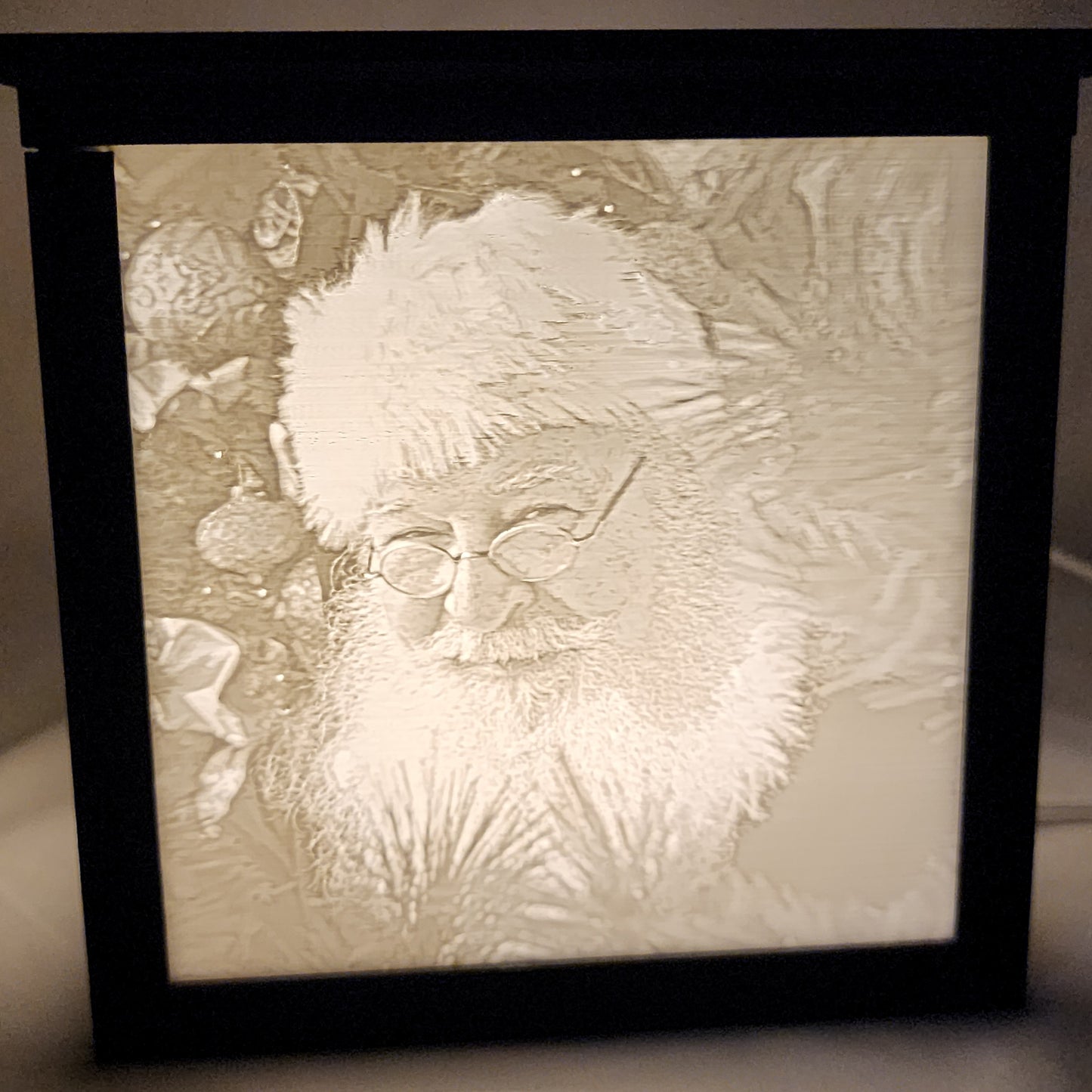 3D Lithophane Christmas Santa Light Cube with 5 pictures