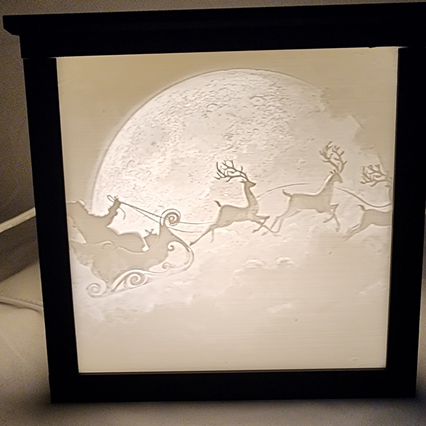 3D Lithophane Christmas Santa Light Cube with 5 pictures