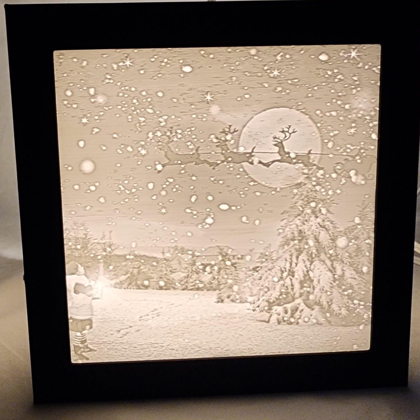 3D Lithophane Christmas Santa Light Cube with 5 pictures