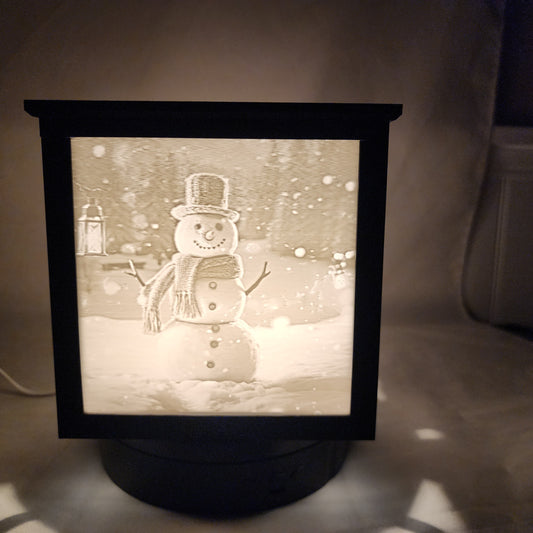 3D Lithophane Christmas Snowmen Light Cube with 5 pictures