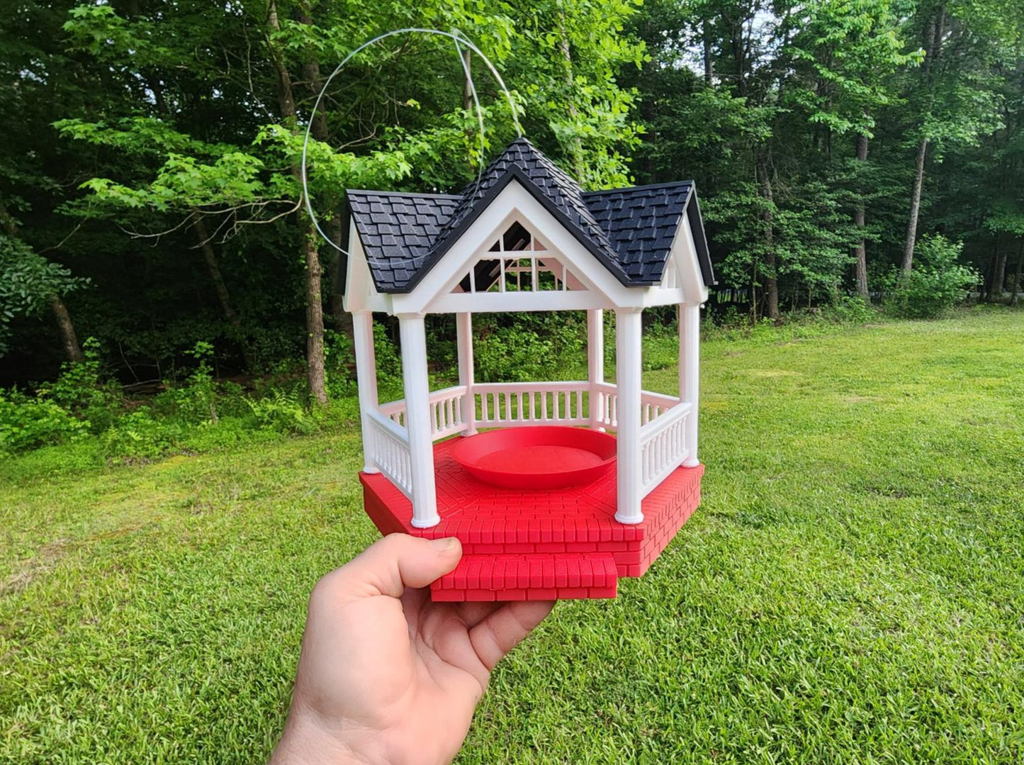 Gazebo Bird Feeder Black Roof -3D Print