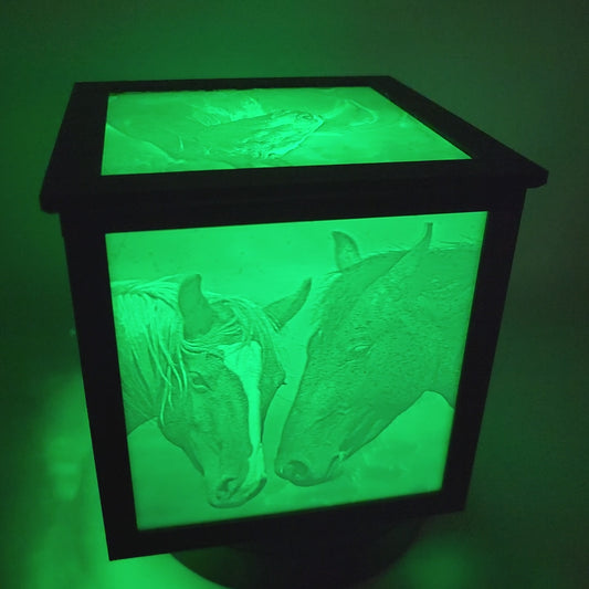 3D Horses Version 2 Lithophane Photo Cube